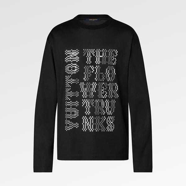 ルイヴィトン エンベリッシュドロングスリーブウールTシャツ 偽物 1AFB92