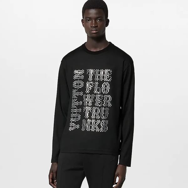 ルイヴィトン エンベリッシュドロングスリーブウールTシャツ 偽物 1AFB92