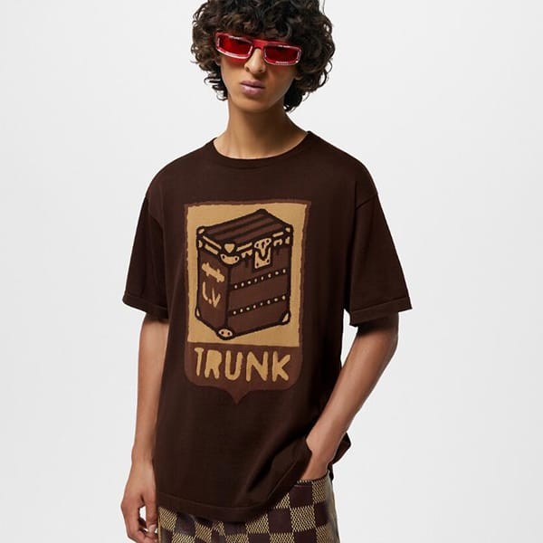 ルイヴィトン ショートスリーブコットンインターシャクルーネック Tシャツ コピー 1AFIWW