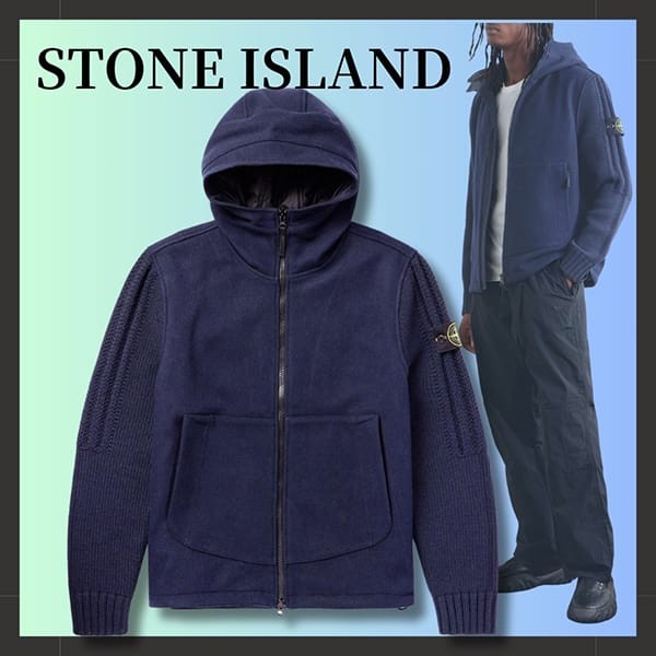 STONE ISLAND コピー ウールブレンド フーデッドジャケット std0010