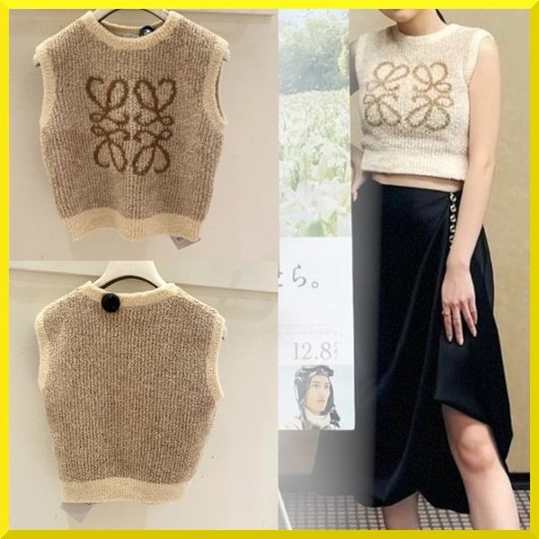[ロエベ]アナグラム 偽物Vest in cotton blendアナグラムベストS359Y14KDI