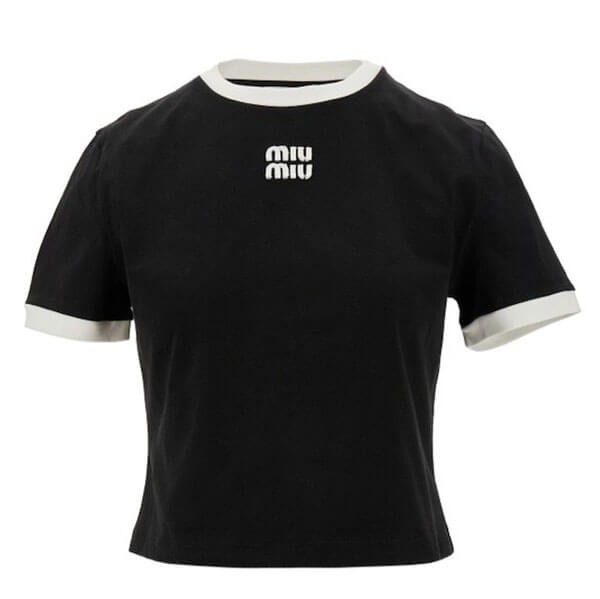 人気 ミュウミュウ tシャツ 偽物 コットン ロゴ Tシャツ 2色 MJN52314