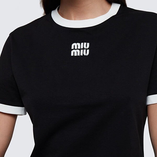 人気 ミュウミュウ tシャツ 偽物 コットン ロゴ Tシャツ 2色 MJN52314