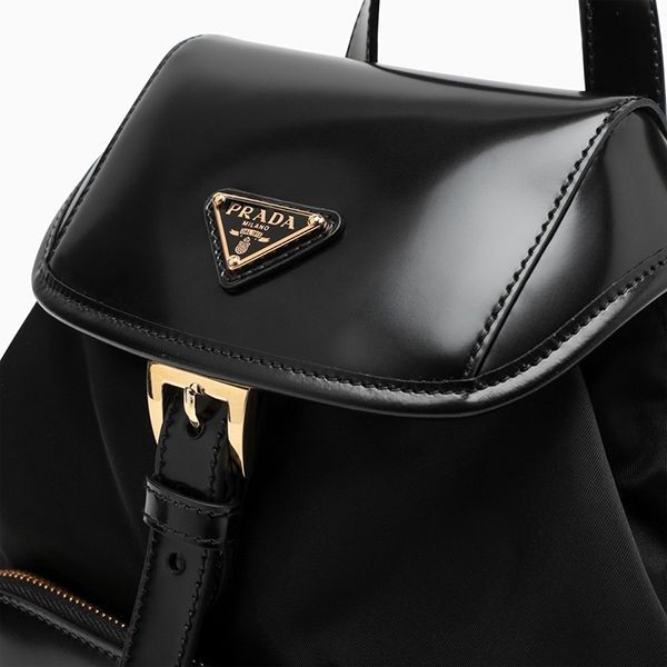 [プラダ]ブラック リナイロン N級品and leather バックパック1BZ074