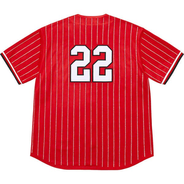 韓国 偽物 tシャツ シュプリーム Supreme Rhinestone Stripe Baseball Jersey ベースボールシャツ