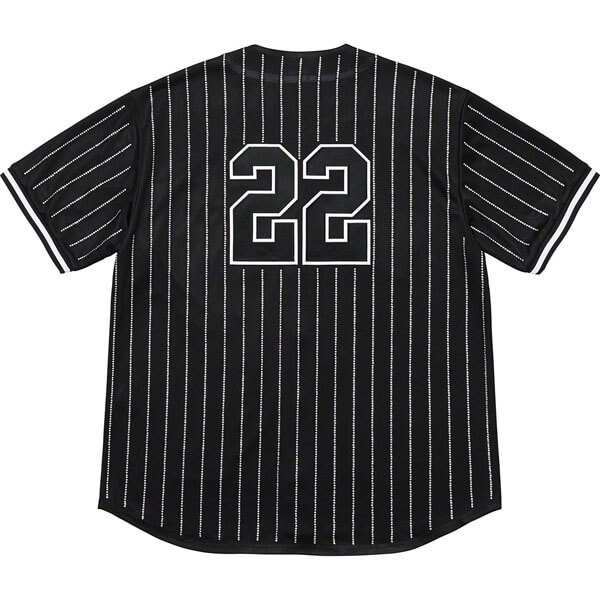 韓国 偽物 tシャツ シュプリーム Supreme Rhinestone Stripe Baseball Jersey ベースボールシャツ