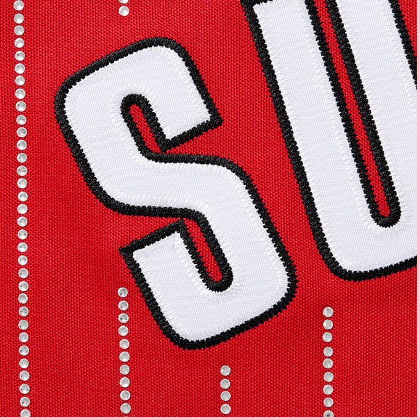 韓国 偽物 tシャツ シュプリーム Supreme Rhinestone Stripe Baseball Jersey ベースボールシャツ