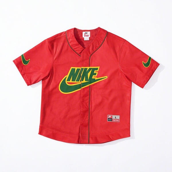 FW19 Supreme Nike  スーパーコピー Leather Baseball Jersey ベースボールシャツ