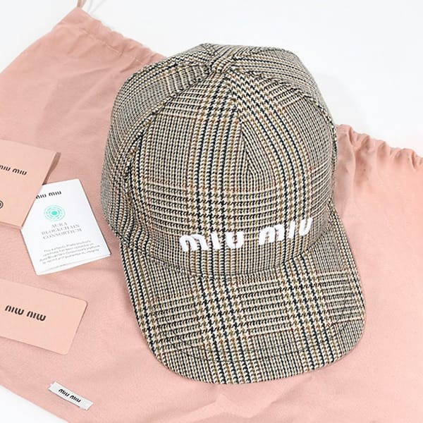 ミュウミュウ 偽物 ウェールズチェックウールCAP キャップ miu2222