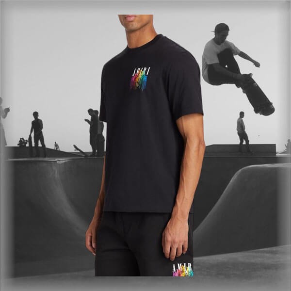 LA発ブランド【アミリTシャツ偽物】限定 ドリップロゴ クルーネック Tシャツ