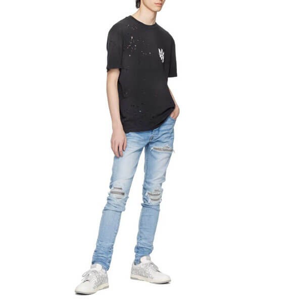 アミリTシャツ偽物 ショットガン ダメージ加工 Tシャツ 半袖