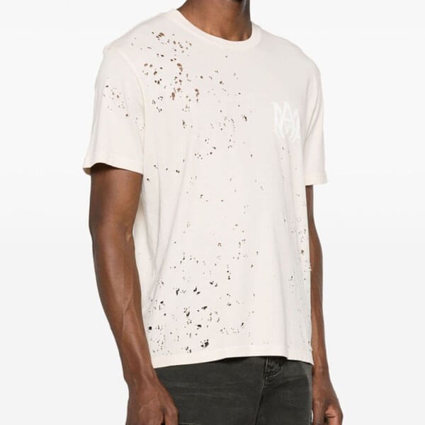 アミリTシャツ偽物 ショットガン ダメージ加工 Tシャツ 半袖