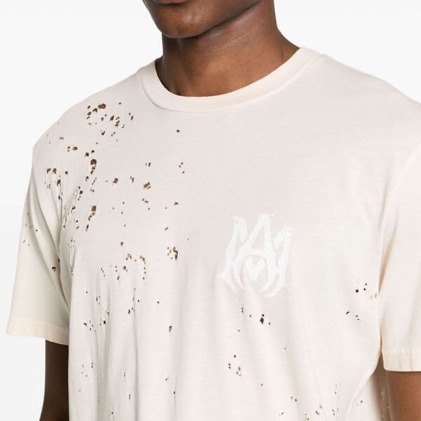 アミリTシャツ偽物 ショットガン ダメージ加工 Tシャツ 半袖