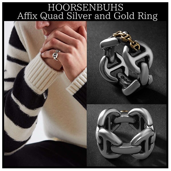 人気アクセ【HOORSENBUHS】Affixクワッドシルバーゴールドリング