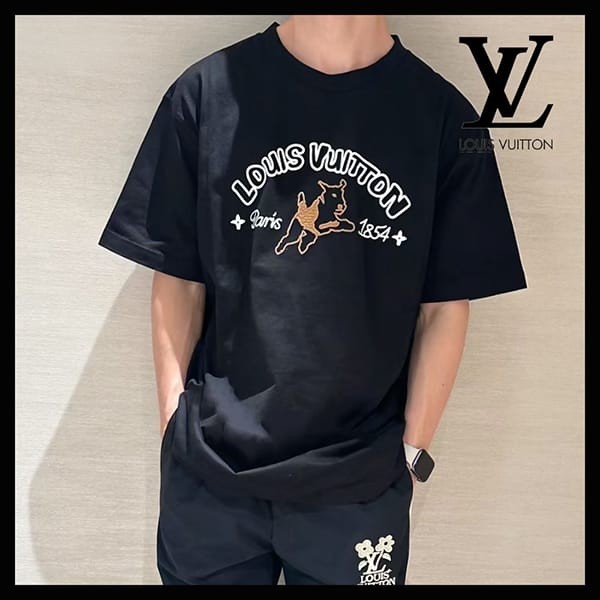 ルイヴィトン エンブロイダードコットンTシャツ パロディ lv995877