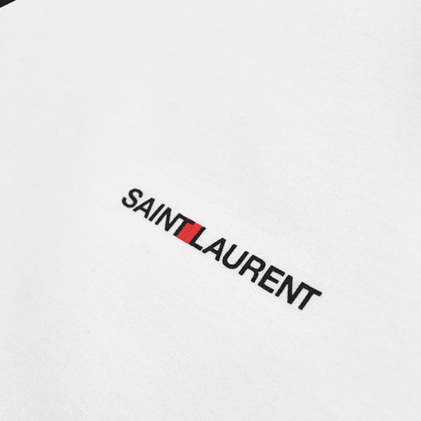 サンローラン Tシャツ 偽物 激安 半袖 SAINT LAURENT Logo Half Sleeve 黒 白 464572