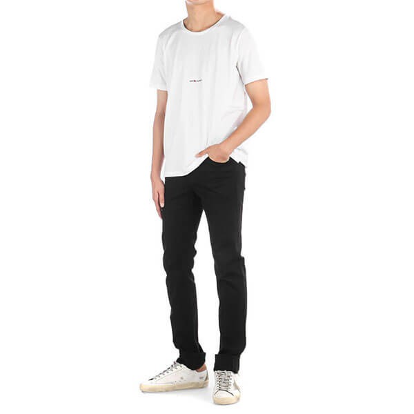サンローラン Tシャツ 偽物 激安 半袖 SAINT LAURENT Logo Half Sleeve 黒 白 464572