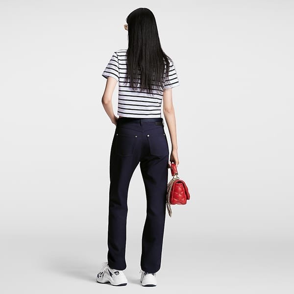 ルイヴィトン Tシャツ パロディ 半袖 ストライプ クロップ丈 1AFMTI