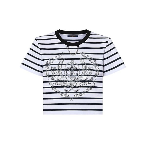 ルイヴィトン Tシャツ パロディ 半袖 ストライプ クロップ丈 1AFMTI