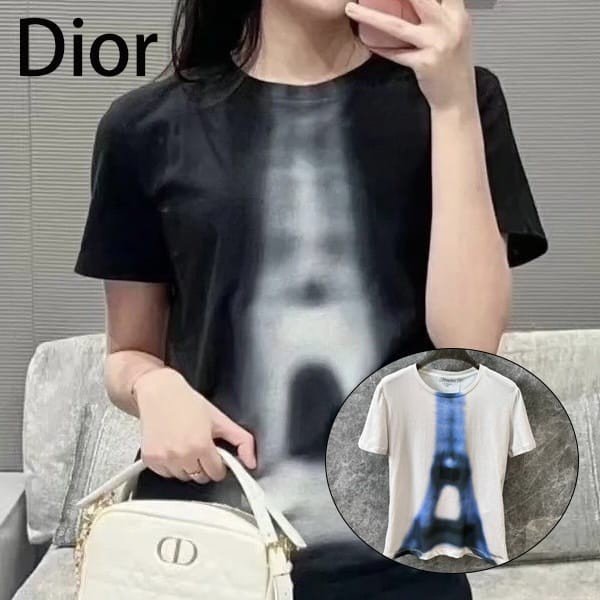 ディオール Tシャツ エッフェル塔 コピー 2色 353T09A4515_X5815