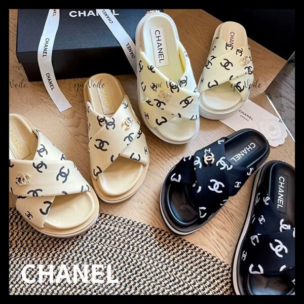 可愛い♡シャネル 厚底 サンダル３色展開