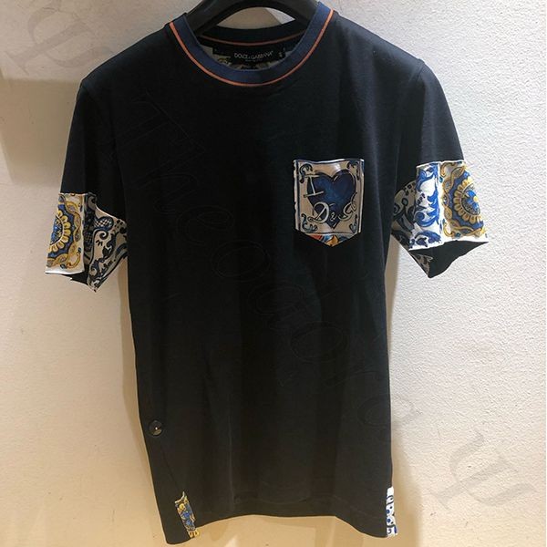 定番人気★ドルチェ&ガッバーナ マヨリカ 偽物パッチワーク コットン 半袖Tシャツdg071311