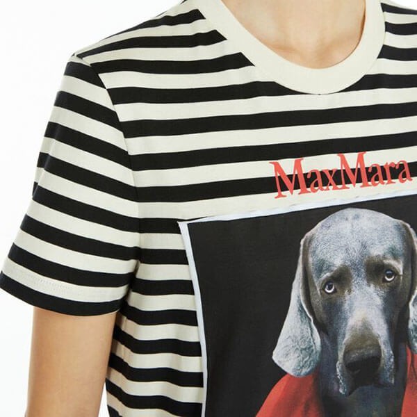 マックスマーラ Tシャツ 偽物 Rosso プリント ボーダージャージー 1946084106003