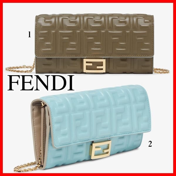 フェンディ 偽物 FFモチーフ バゲット コンチネンタル財布 チェーン付 2色 8M0365AT00F1PQH