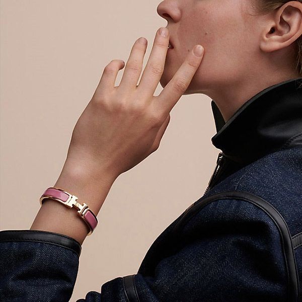 【エルメス クリックh 偽物】clic h bracelet ローズゴールドブレスレット h08274