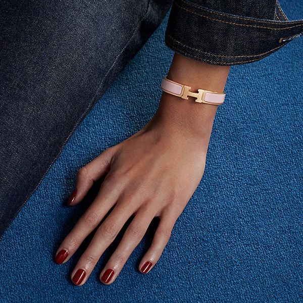 【エルメス クリックh 偽物】clic h bracelet ローズゴールドブレスレット h08274