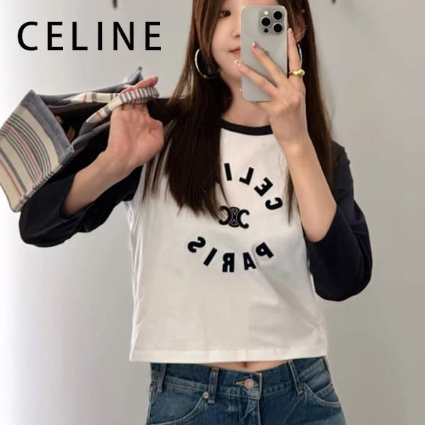 セリーヌ トリオンフ コットンジャージー Tシャツ 偽物 2X89N507Z.02XM