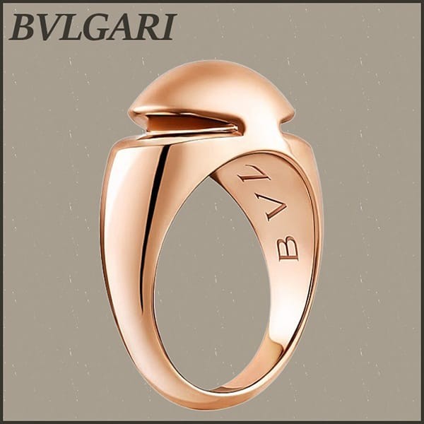 ブルガリ 偽物 レディース カボション リング 指輪 18K PG ロゴ 361199