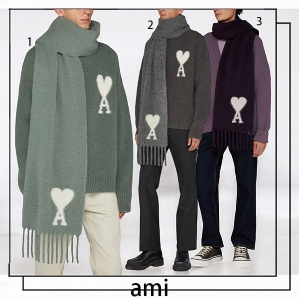 AMI PARIS アルパカウール オーバーサイズ スカーフ 偽物 3色 ami00006