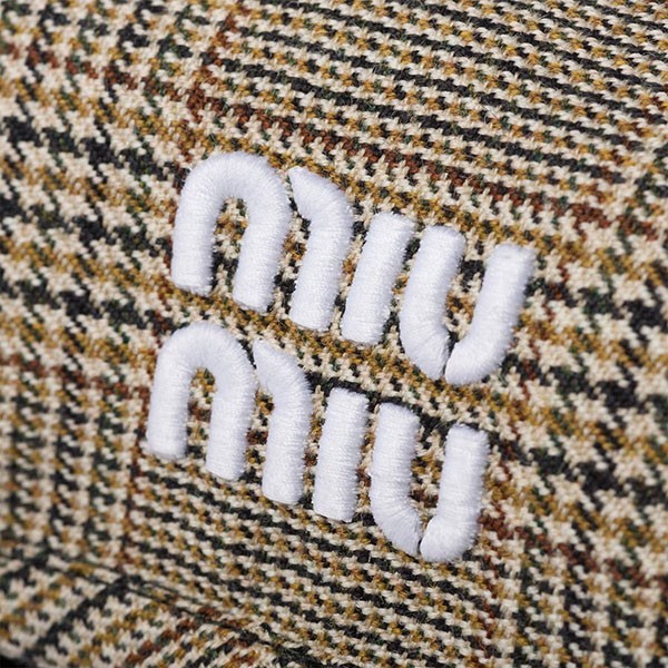 【MiuMiu】ミュウミュウ ロゴ チェック 千鳥格子 ハット 5HC075