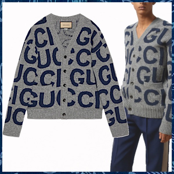 追跡付グッチ☆24SS☆インターシャウールカーディガン 偽物 771707 XKDLV 1140