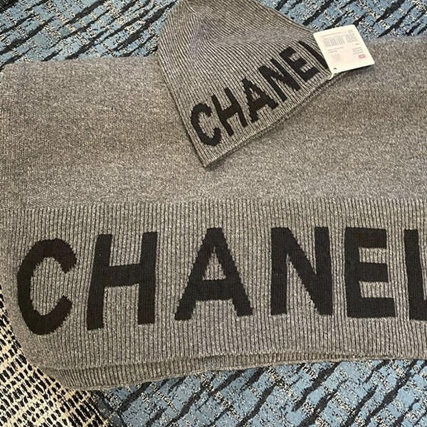 【新作♪ユニセックス】CHANEL カシミヤマフラー シンプルロゴ