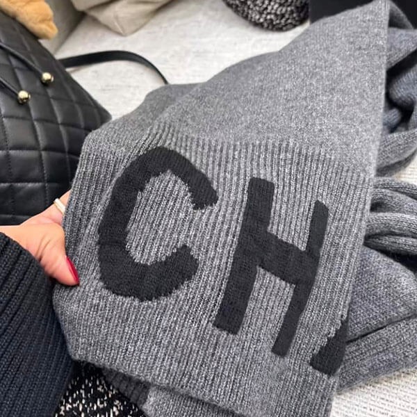【新作♪ユニセックス】CHANEL カシミヤマフラー シンプルロゴ