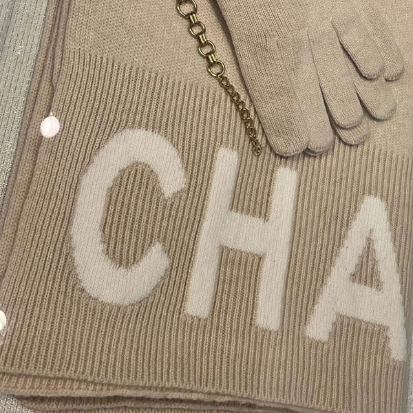 【新作♪ユニセックス】CHANEL カシミヤマフラー シンプルロゴ