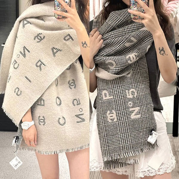 【24B◆寒い日もお洒落に♪】CHANEL CCロゴ ストール マフラー