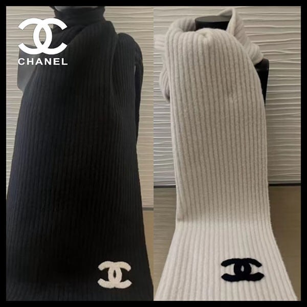 【モノクロカラーでかわいく♪】CHANEL マフラー ストール