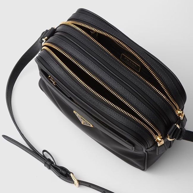 プラダ Re-Nylon x サフィアーノレザー 偽物 ミニショルダー 1BH218_R064
