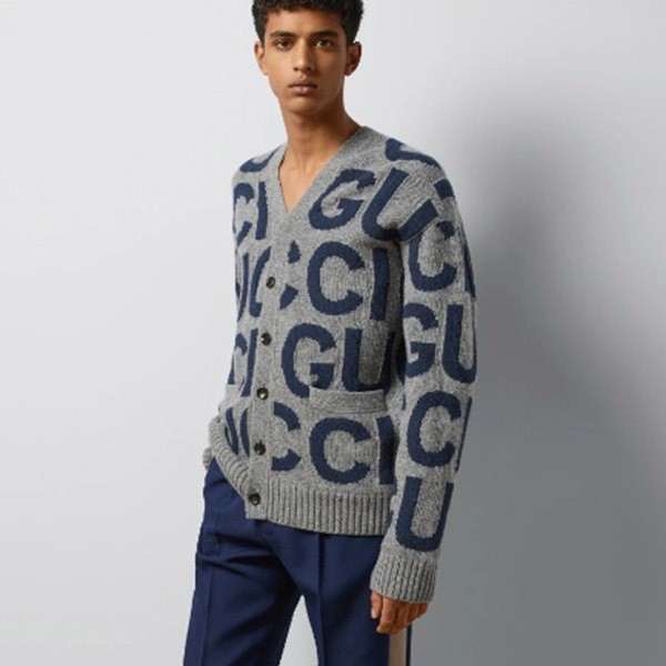 追跡付グッチ☆24SS☆インターシャウールカーディガン 偽物 771707 XKDLV 1140