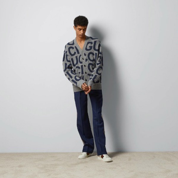 追跡付グッチ☆24SS☆インターシャウールカーディガン 偽物 771707 XKDLV 1140