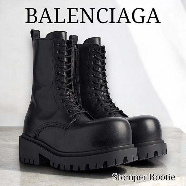 バレンシアガ Stomper Bootie レザーブーティー 偽物 805881W