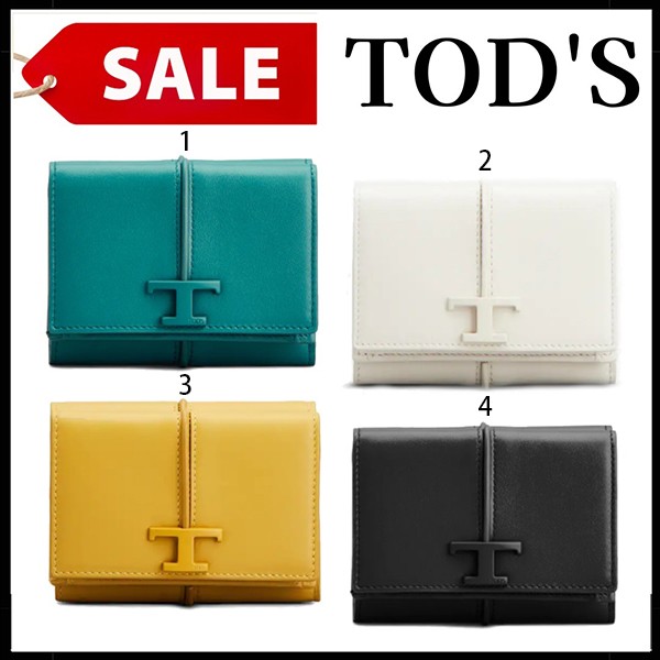 【偽物】トッズ 偽物 T タイムレス レザー ウォレット 折りたたみ財布 4色 tod111542