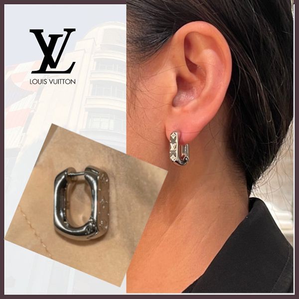 ルイヴィトン LV★モノグラム チェーン・フープピアス 偽物 M02227