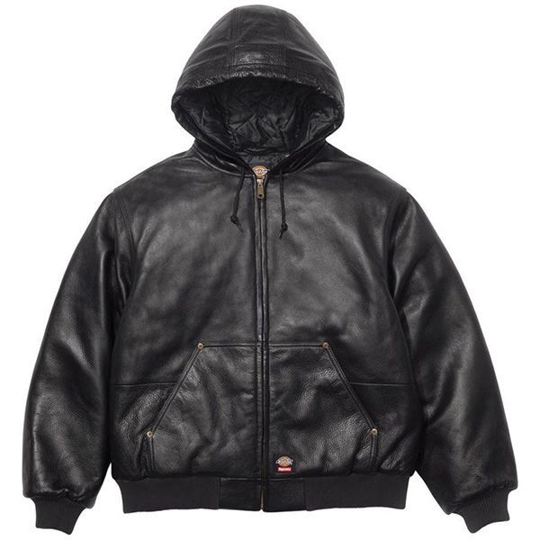 【シュプリーム Dickies 偽物】フード付き レザー ワークジャケット sp02191