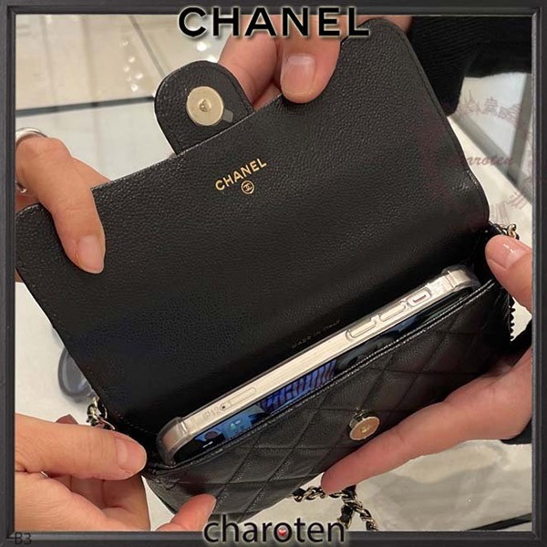 【追跡付】斜めかけ♡スマホ入る♪シャネル ミニショルダー 偽物