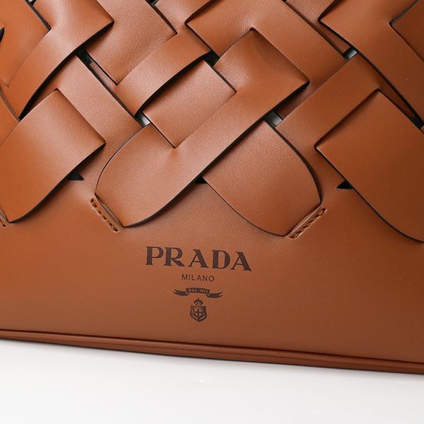 プラダ 編み込みモチーフハンドバッグ 偽物 1BA290VOOO BROWN