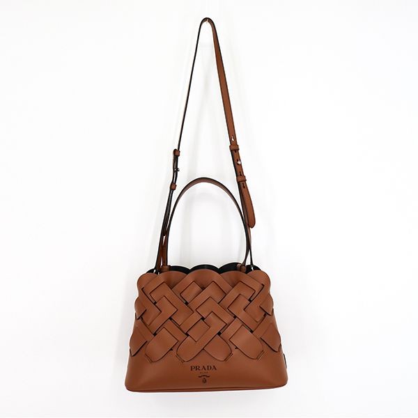 プラダ 編み込みモチーフハンドバッグ 偽物 1BA290VOOO BROWN